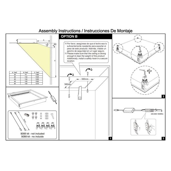 Accessoires d'encastrement pour plafonnier BLUE SKY 60x60