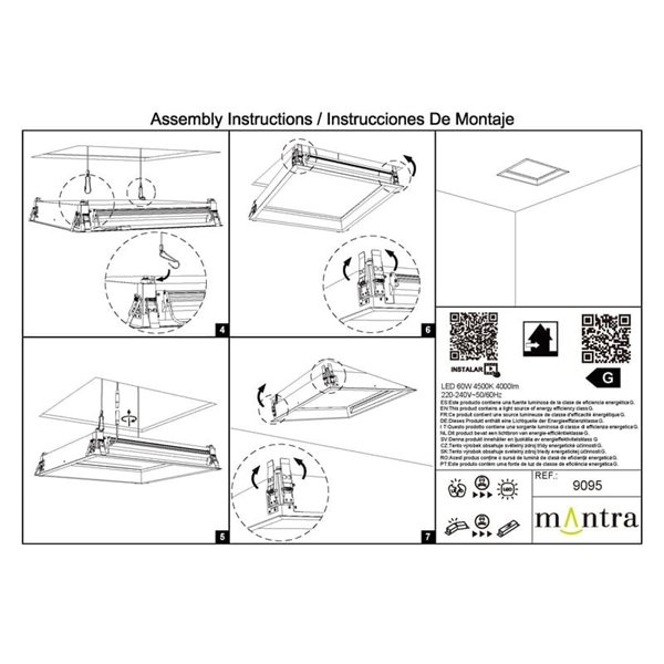 Accessoires d'encastrement pour plafonnier BLUE SKY 60x60