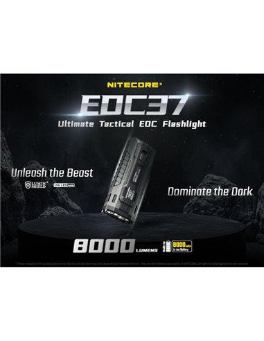 Lanterna LED tática EDC37 8000Lm OLED USB-C IP54 420m de alcance com LUMIN SHIELD™