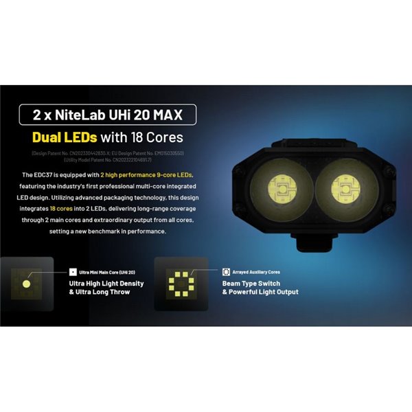 Linterna LED táctica EDC37 8000Lm OLED USB-C IP54 420m alcance con LUMIN SHIELD™