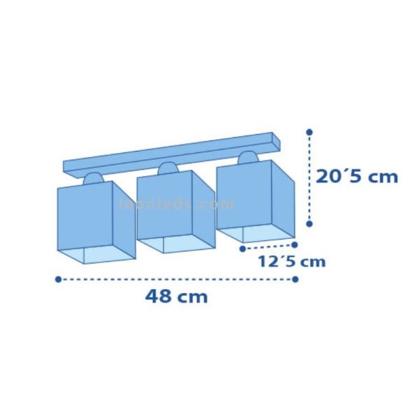Lampe pour enfants verte et blanche avec 3 abat-jour carrés série Moon Light 63233H | Éclairage LeonLeds