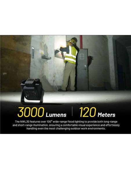 Lampe de travail LED portable rechargeable NITECORE NWL30 3 000 lm avec lumière rouge et anti-moustiques IP66