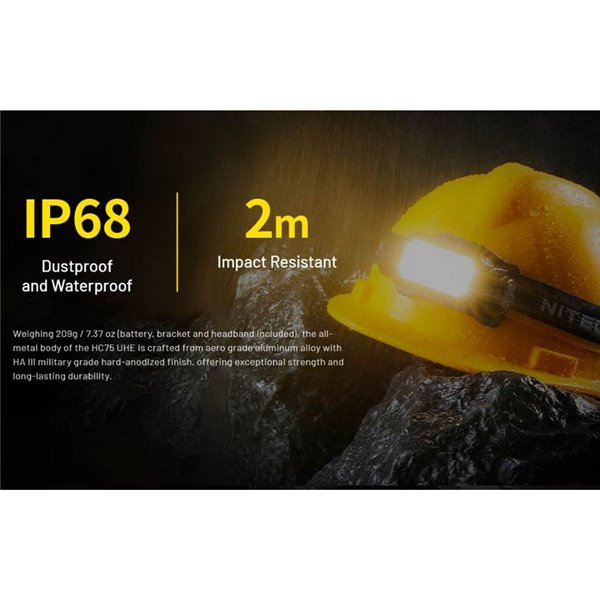 Linterna frontal LED NITECORE HC75 UHE 3000Lm recargable, luz roja y blanca IP68