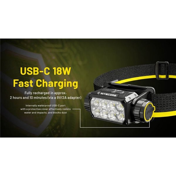 Lanterna de cabeça LED recarregável NITECORE HC75 UHE 3000Lm, luz vermelha e branca IP68