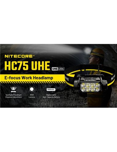 Linterna frontal LED NITECORE HC75 UHE 3000Lm recargable, luz roja y blanca IP68