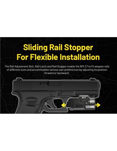 Lampe torche tactique à LED rechargeable NITECORE NPL27 650 lumens USB-C, IPX6, montage Glock/Picatinny