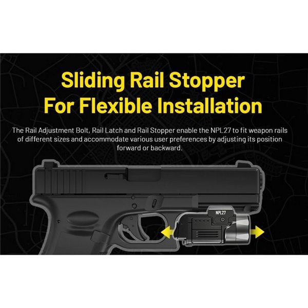 Linterna LED táctica para arma NITECORE NPL27 650Lm USB-C Recargable IPX6 montaje Glock/Picatinny