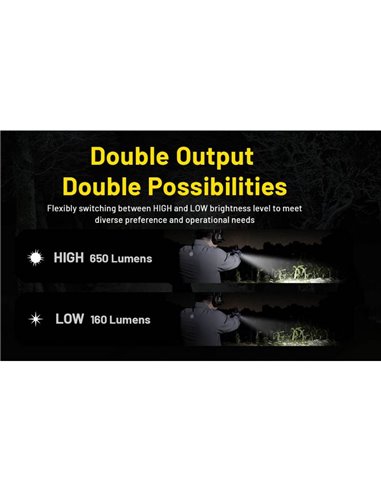 Lampe torche tactique à LED rechargeable NITECORE NPL27 650 lm USB-C, IPX6, montage Glock/Picatinny