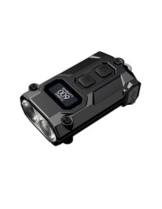 Lanterna de chaveiro LED TINI 3 preta de 600 lm com tela OLED e carregamento USB-C compacto