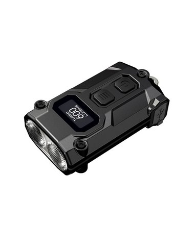 Linterna LED de llavero TINI 3 Negra 600Lm con pantalla OLED y carga USB-C compacta Negro