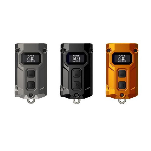 Lanterna de chaveiro LED TINI 3 preta de 600 lm com tela OLED e carregamento USB-C compacto