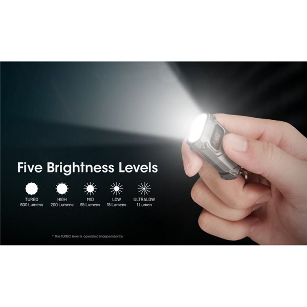 Linterna LED de llavero TINI 3 Negra 600Lm con pantalla OLED y carga USB-C compacta Negro