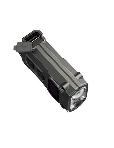 Mini linterna LED Nitecore TINI 3 600 lúmenes recargable con USB-C y pantalla digital OLED Gris