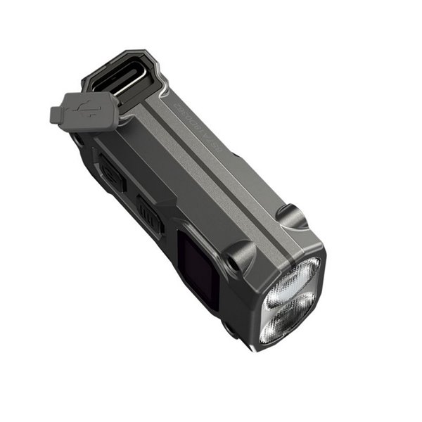 Mini linterna LED Nitecore TINI 3 600 lúmenes recargable con USB-C y pantalla digital OLED Gris