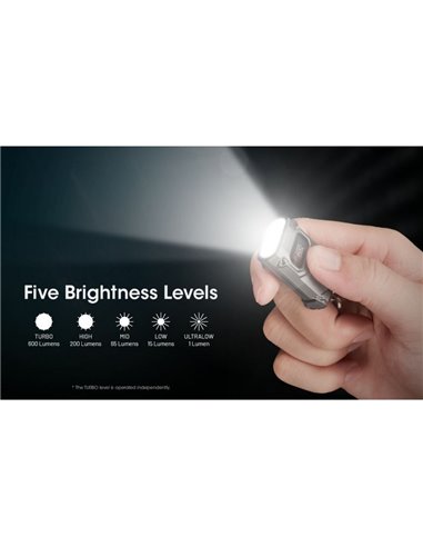 Mini linterna LED Nitecore TINI 3 600 lúmenes recargable con USB-C y pantalla digital OLED Gris