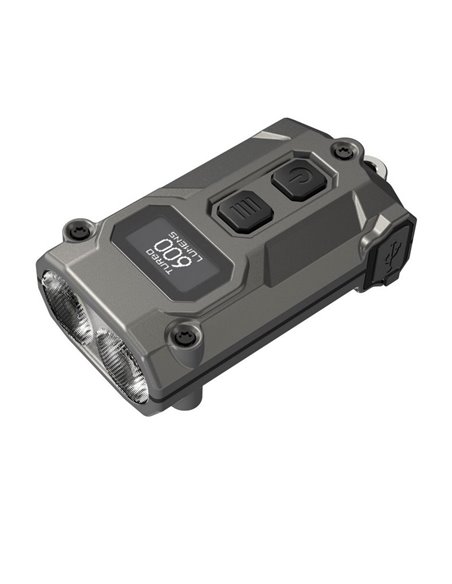 Mini linterna LED Nitecore TINI 3 600 lúmenes recargable con USB-C y pantalla digital OLED Gris