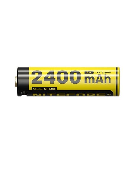Pacote com 4 pilhas AA recarregáveis USB-C NITECORE NH2400 1,5 V 2400 mAh com estojo