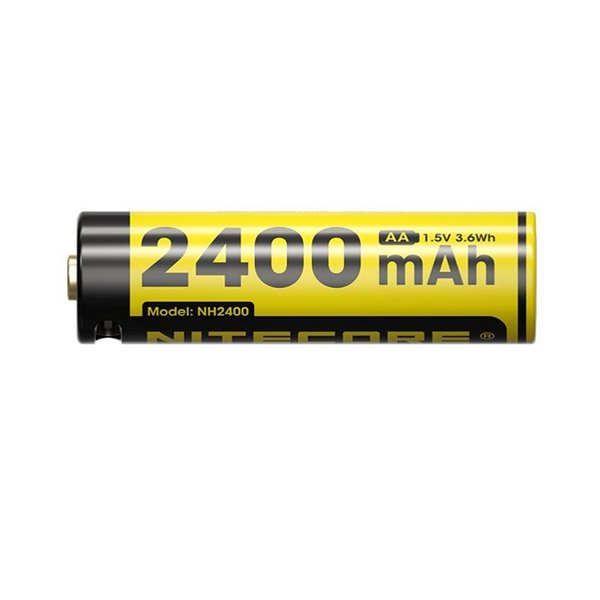 Pack de 4 piles AA rechargeables USB-C NITECORE NH2400 1,5 V 2400 mAh avec étui