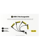 Pack 4 Pilas AA recargables NITECORE NH2400 1.5V 2400mAh USB-C con estuche