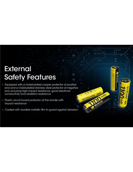 Batterie rechargeable NITECORE NL1411R 14500 1100 mAh USB-C 3,6 V