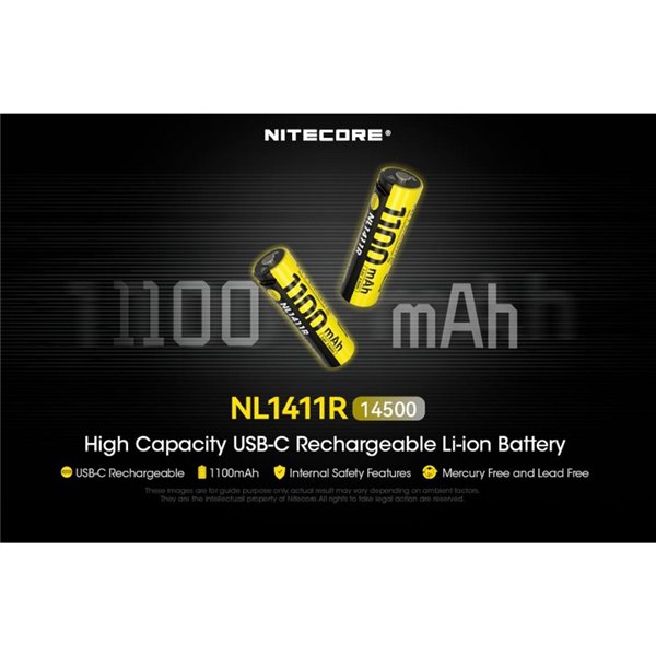 Bateria recarregável NITECORE NL1411R 14500 1100mAh USB-C 3.6V