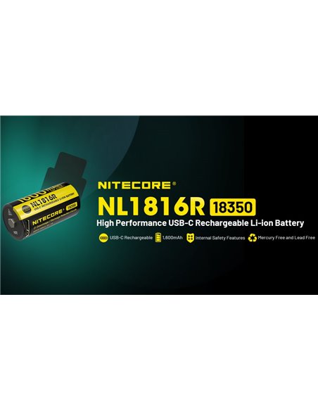 Batería NITECORE NL1816R 18350 1600mAh USB-C