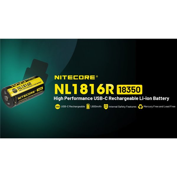 Batterie NITECORE NL1816R 18350 1600 mAh USB-C