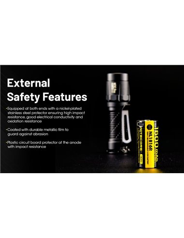 Batería NITECORE NL1816R 18350 1600mAh USB-C
