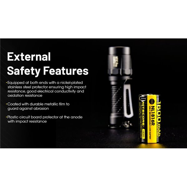 Batería NITECORE NL1816R 18350 1600mAh USB-C