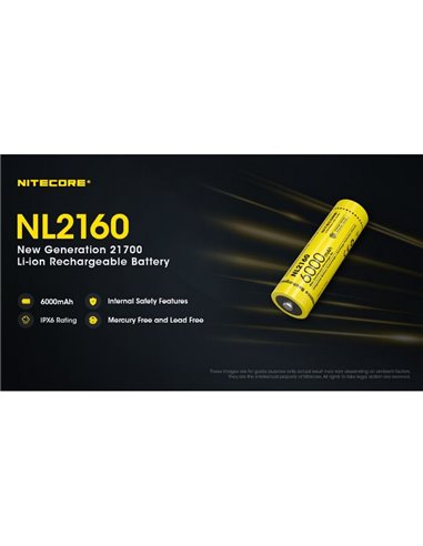 Batería NITECORE NL2160 21700 6000mAh 3.6V