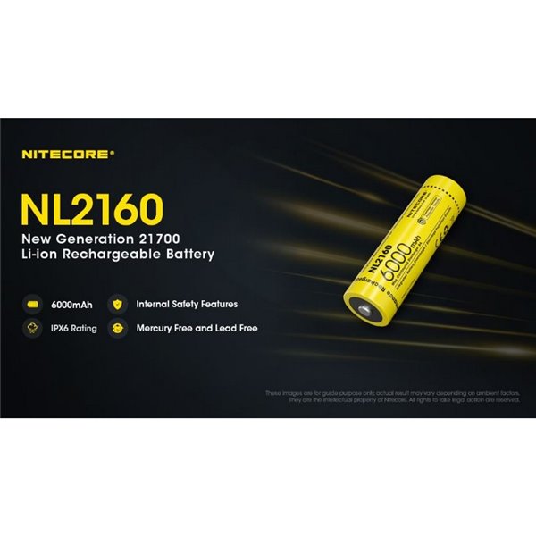 Batterie NITECORE NL2160 21700 6000mAh 3.6V