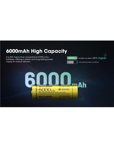 Batería NITECORE NL2160HP 21700 6000mAh 20A