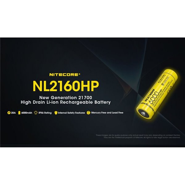 Batterie NITECORE NL2160HP 21700 6000mAh 20A