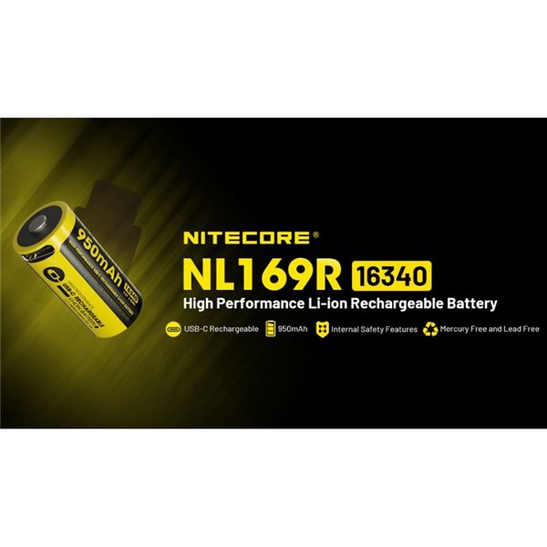 Batterie NITECORE NL169R 16340 950 mAh USB-C