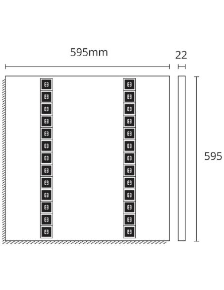 Dimensões Painel de LED BASIK PRO Triwhite 24W/36W com Seletor de Cores e Microleds 60X60 de Alta Homogeneidade