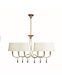 Candeeiro de teto Paola dourado 2 braços alongada 101Cm 6XE14 3541