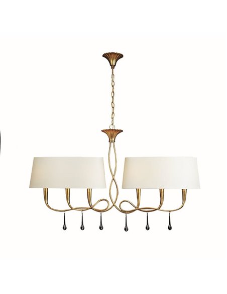 Candeeiro de teto Paola dourado 2 braços alongada 101Cm 6XE14 3541