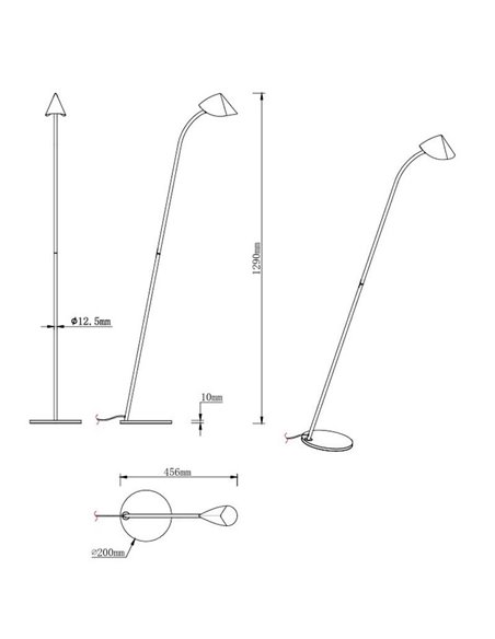 Lámpara de pie LED moderna Capuccina negra 8,5W