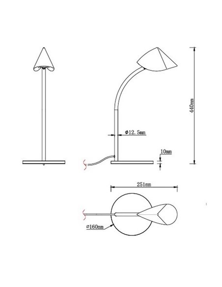 Lámpara de mesa LED Capuccina negra