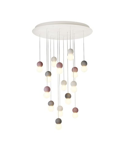 Lámpara de techo grande Galaxia con colgantes redondos 15XE27