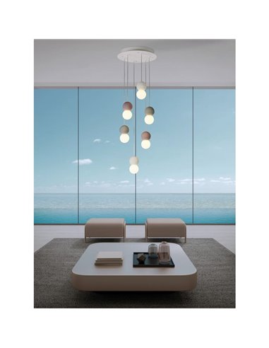 Lampe de plafond Galaxia avec 6 suspensions rondes