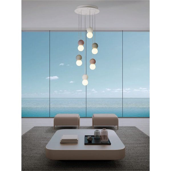 Lampe de plafond Galaxia avec 6 suspensions rondes