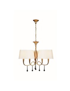 Candeeiro de teto Paola dourado 3 braços Ø77Cm 6XE14 3540