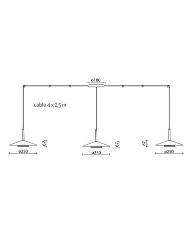 Candeeiro de teto LED 4 abajures Orion 32W