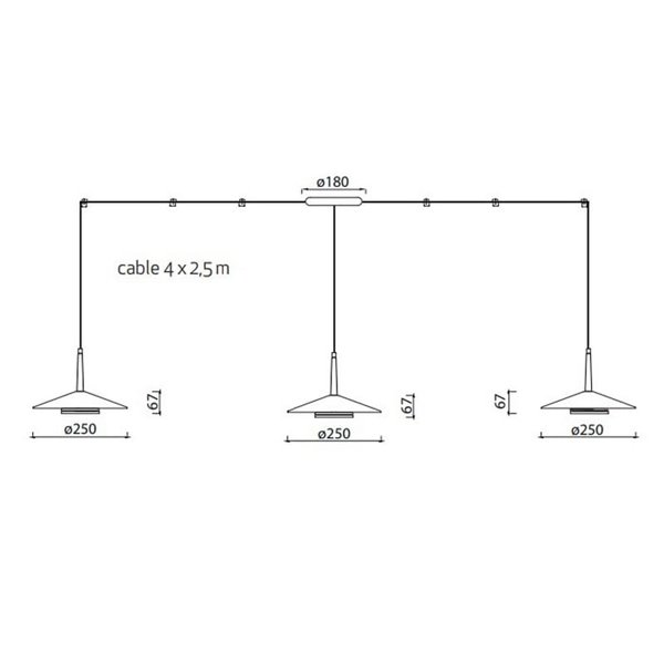 Candeeiro de teto LED 4 abajures Orion 32W