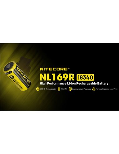 Bateria recarregável NL169 16340 Li-Ion 950mAh 3,6V