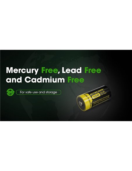 Bateria recarregável NL169 16340 Li-Ion 950mAh 3,6V