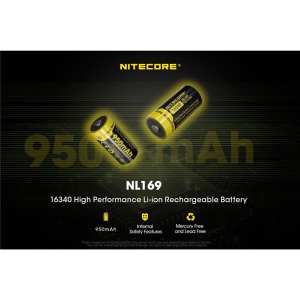 Batería recargable NL169 16340 Li-Ion 950mAh 3.6V