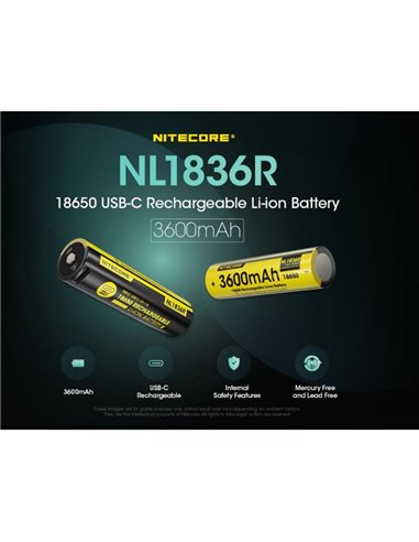 Batería NL1836R recargable Li-Ion 3600mAh 3.6V con USB-C