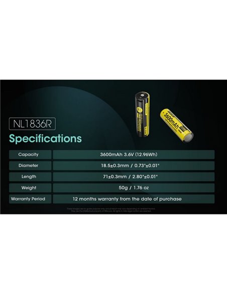 Batería NL1836R recargable Li-Ion 3600mAh 3.6V con USB-C